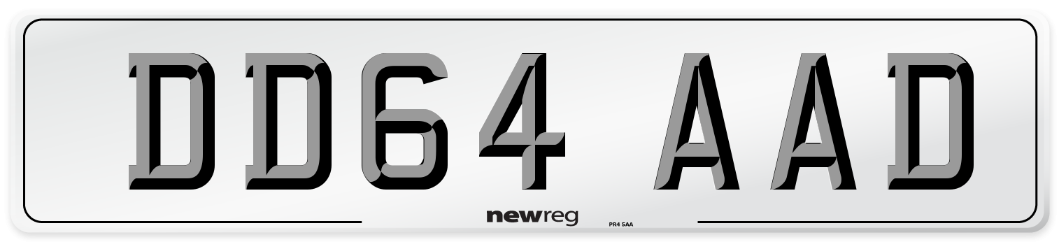 DD64 AAD Number Plate from New Reg